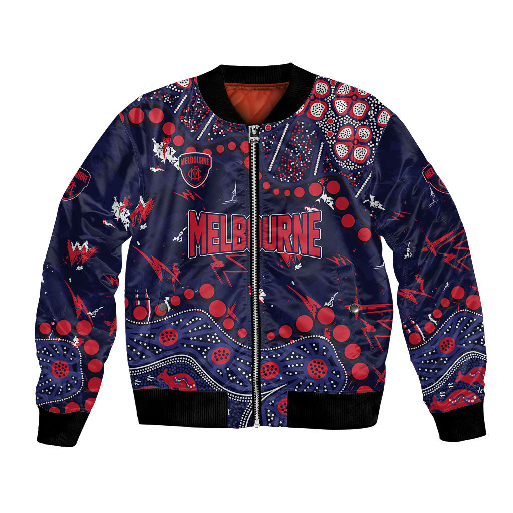 Personalized Melbourne Demons Bomber Jacket Aboriginal Pattern with Graffiti Style