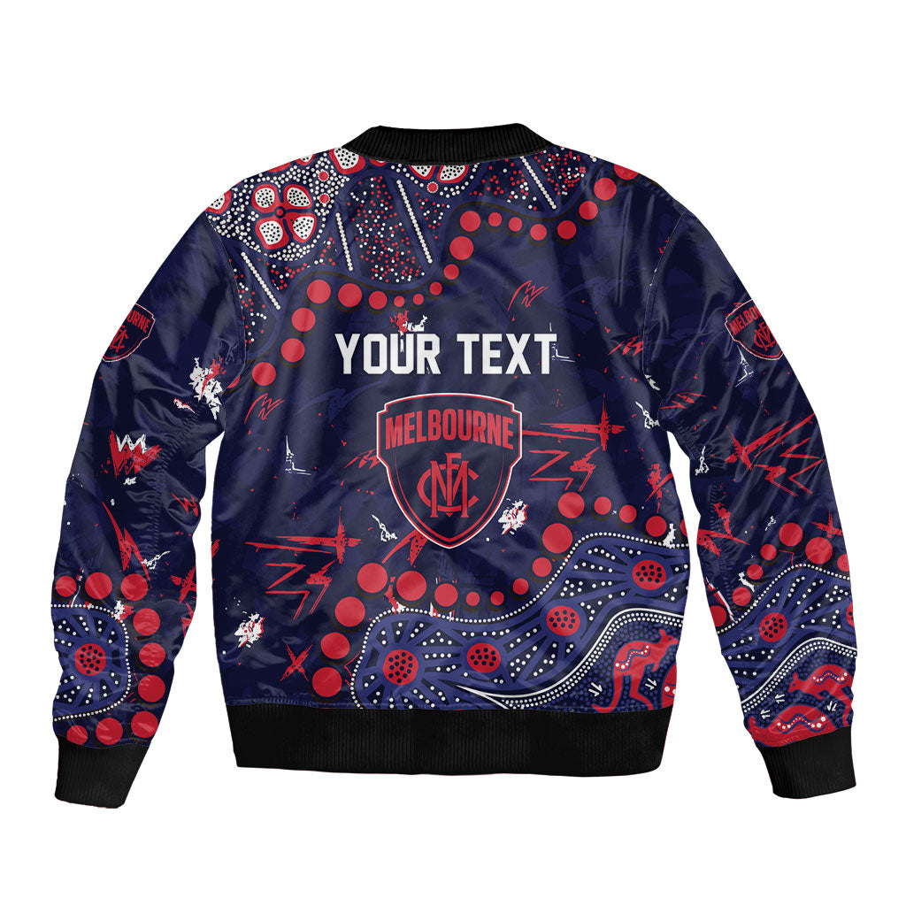 Personalized Melbourne Demons Bomber Jacket Aboriginal Pattern with Graffiti Style