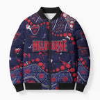Personalized Melbourne Demons Bomber Puffer Jacket Aboriginal Pattern with Graffiti Style
