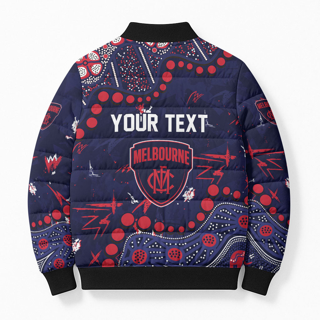 Personalized Melbourne Demons Bomber Puffer Jacket Aboriginal Pattern with Graffiti Style