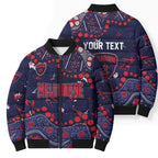 Personalized Melbourne Demons Bomber Puffer Jacket Aboriginal Pattern with Graffiti Style