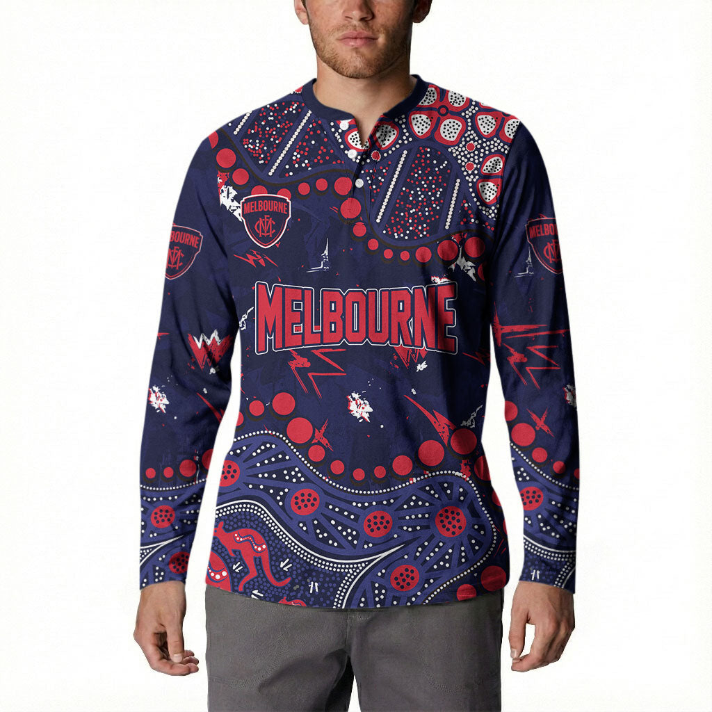 Personalized Melbourne Demons Button Sweatshirt Aboriginal Pattern with Graffiti Style