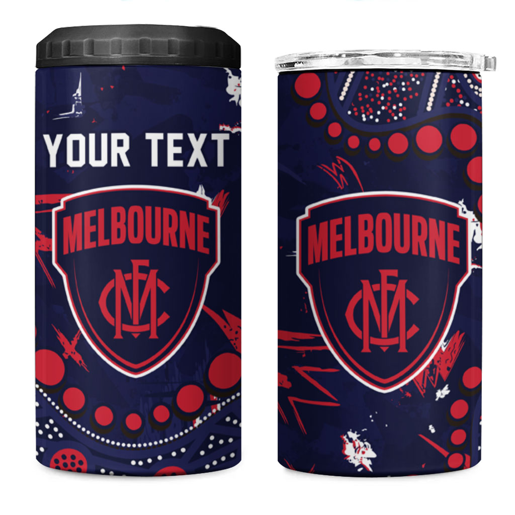 Personalized Melbourne Demons 4 in 1 Can Cooler Tumbler Aboriginal Pattern with Graffiti Style