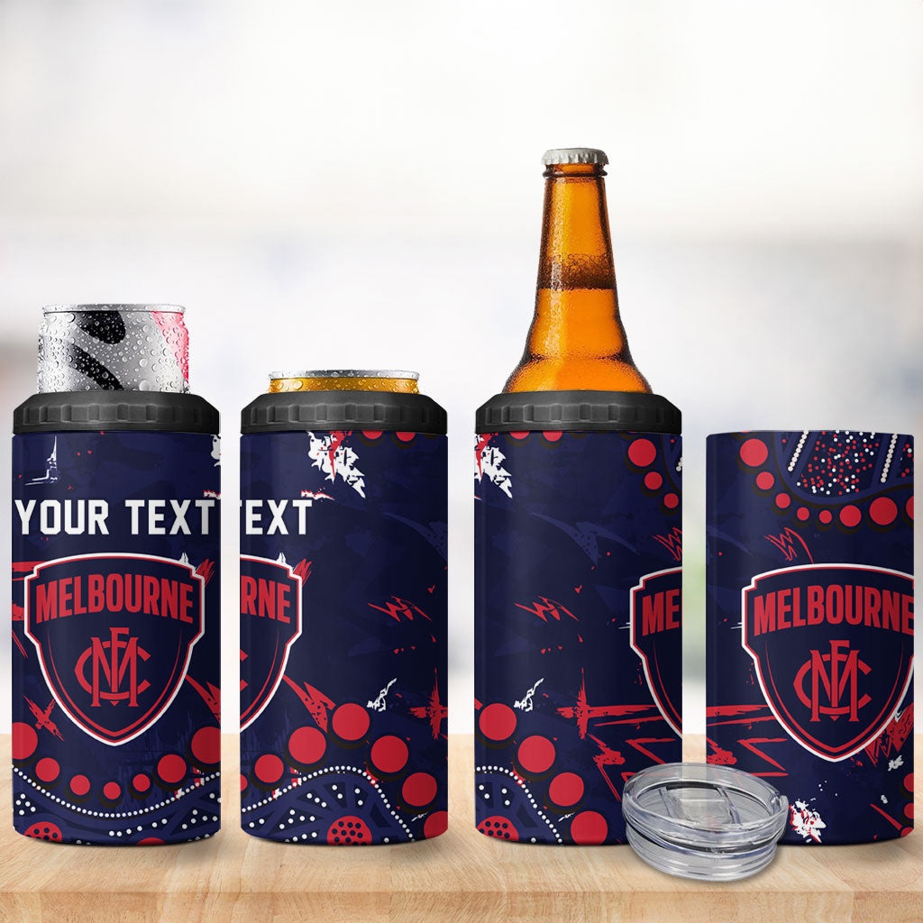 Personalized Melbourne Demons 4 in 1 Can Cooler Tumbler Aboriginal Pattern with Graffiti Style