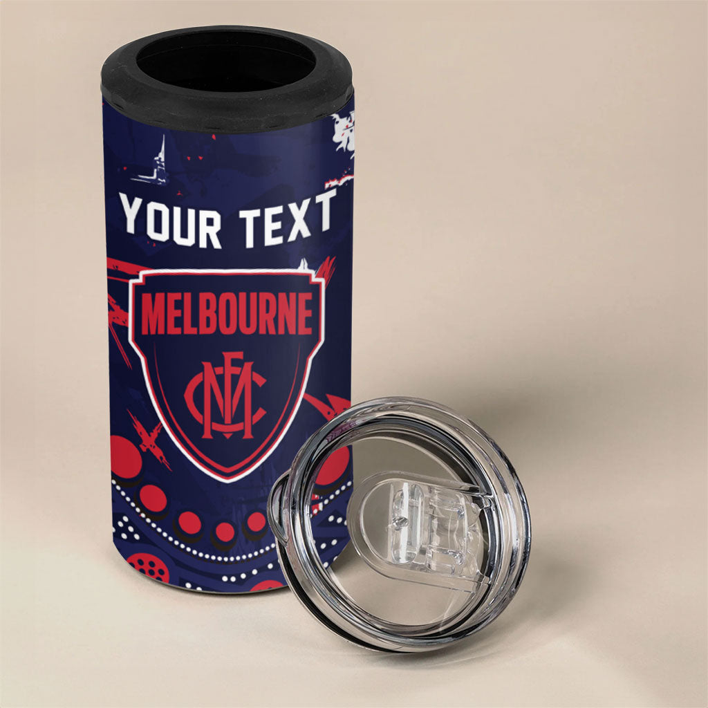 Personalized Melbourne Demons 4 in 1 Can Cooler Tumbler Aboriginal Pattern with Graffiti Style