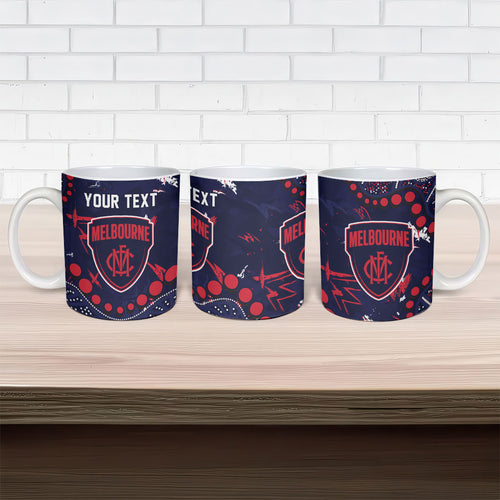 Personalized Melbourne Demons Ceramic Mug Aboriginal Pattern with Graffiti Style