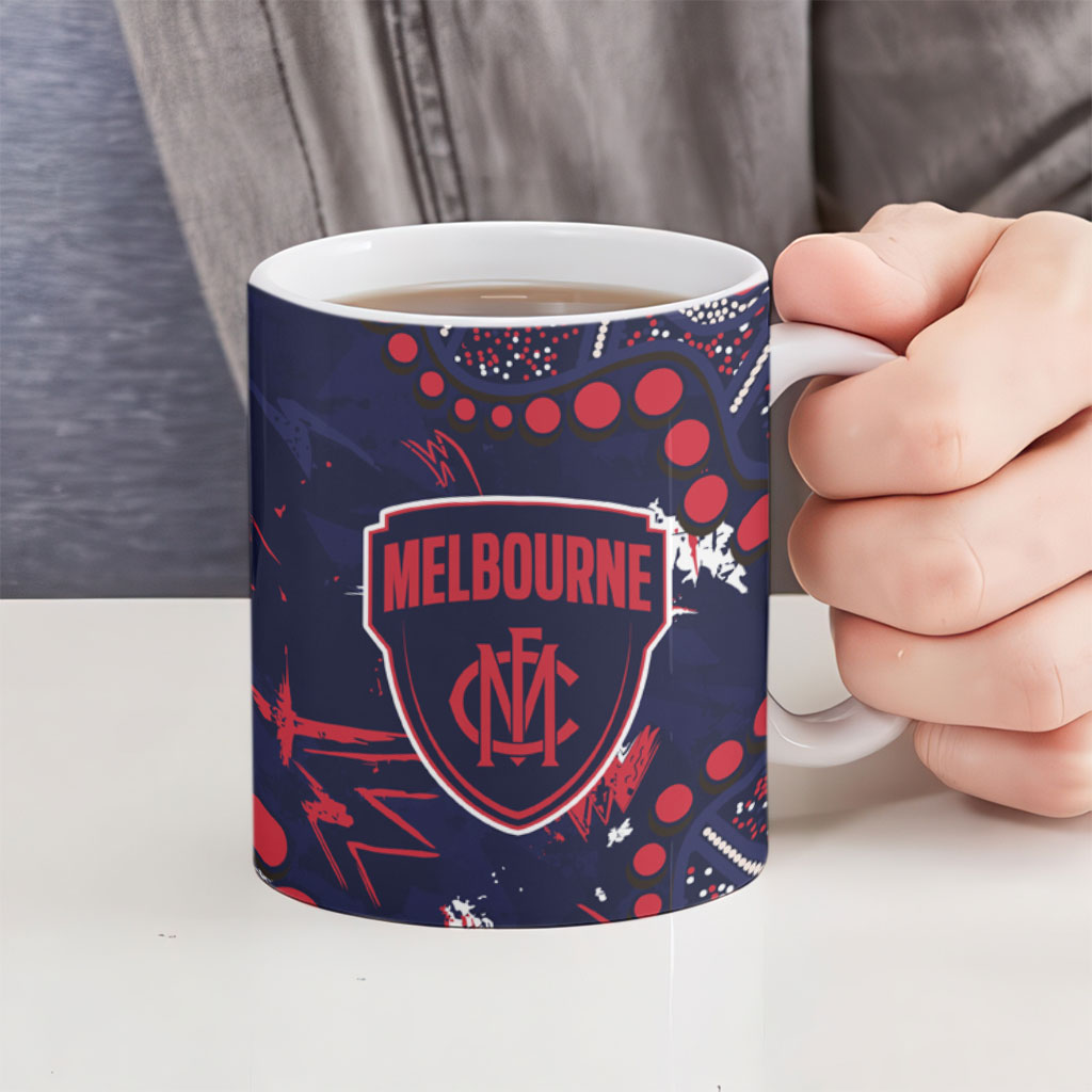 Personalized Melbourne Demons Ceramic Mug Aboriginal Pattern with Graffiti Style