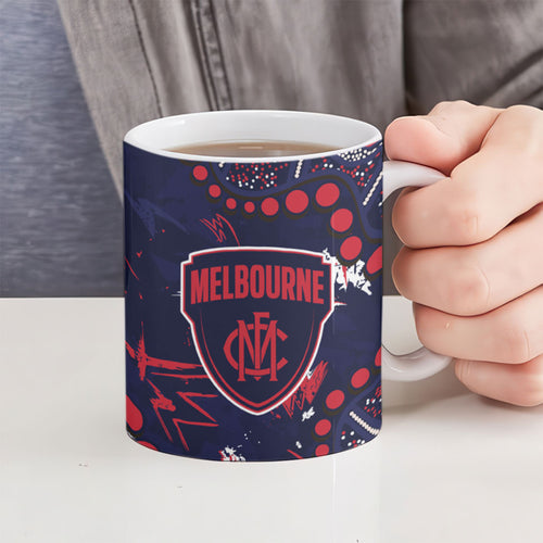 Personalized Melbourne Demons Ceramic Mug Aboriginal Pattern with Graffiti Style