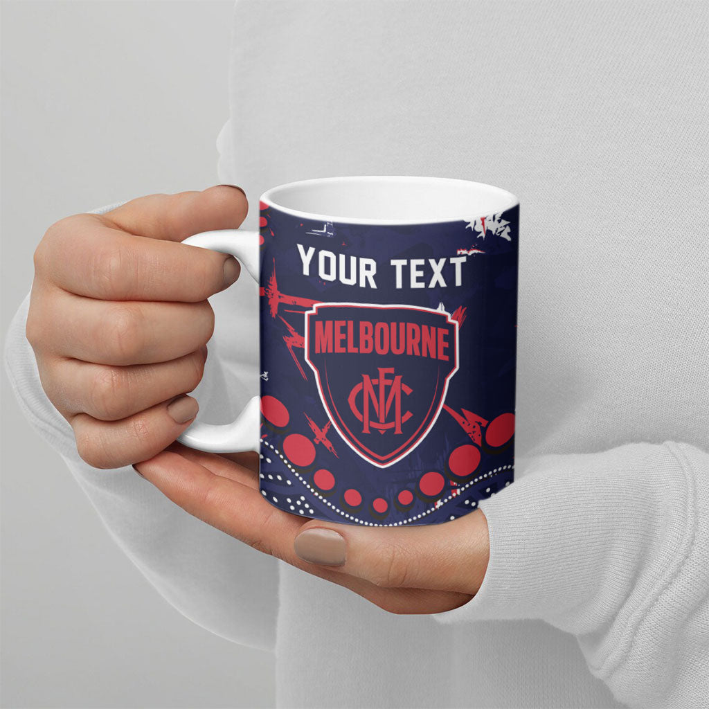 Personalized Melbourne Demons Ceramic Mug Aboriginal Pattern with Graffiti Style