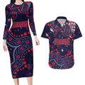 Personalized Melbourne Demons Couples Matching Long Sleeve Bodycon Dress and Hawaiian Shirt Aboriginal Pattern with Graffiti Style