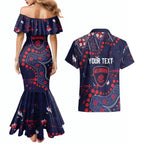 Personalized Melbourne Demons Couples Matching Mermaid Dress and Hawaiian Shirt Aboriginal Pattern with Graffiti Style