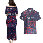 Personalized Melbourne Demons Couples Matching Puletasi and Hawaiian Shirt Aboriginal Pattern with Graffiti Style