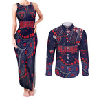 Personalized Melbourne Demons Couples Matching Tank Maxi Dress and Long Sleeve Button Shirt Aboriginal Pattern with Graffiti Style