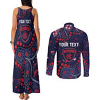 Personalized Melbourne Demons Couples Matching Tank Maxi Dress and Long Sleeve Button Shirt Aboriginal Pattern with Graffiti Style