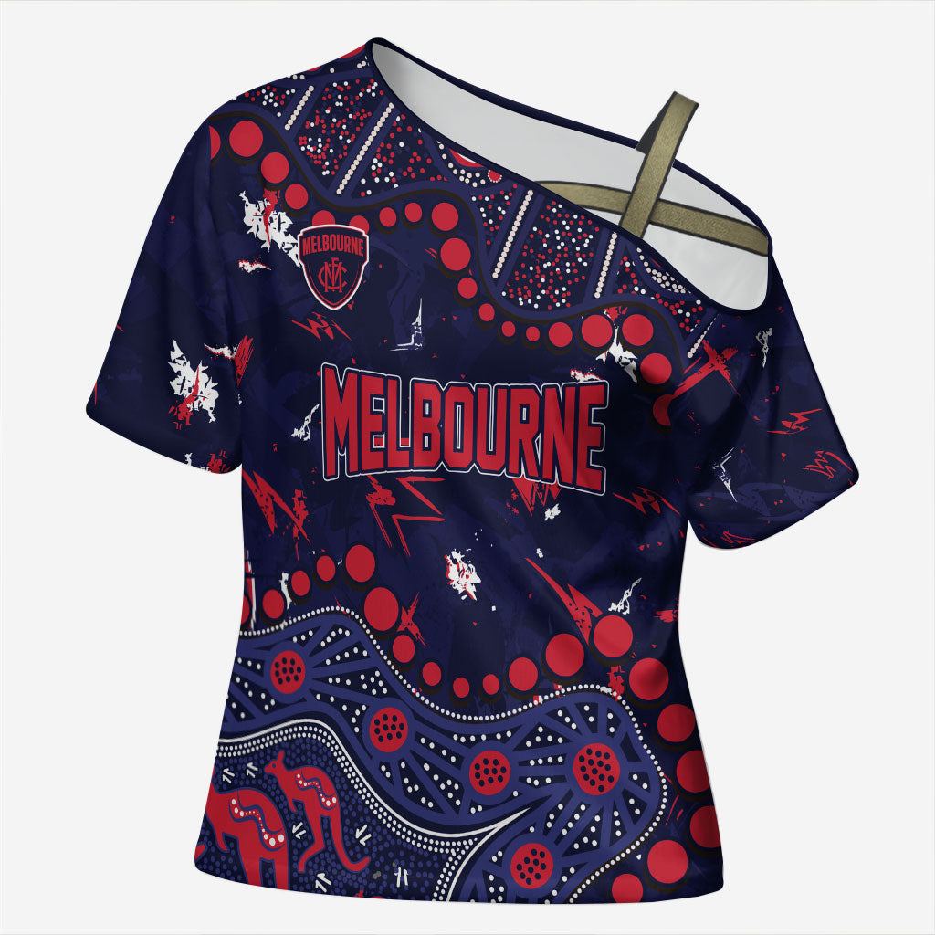 Personalized Melbourne Demons Cross Shoulder Shirt Aboriginal Pattern with Graffiti Style