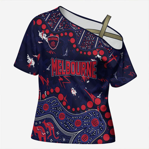 Personalized Melbourne Demons Cross Shoulder Shirt Aboriginal Pattern with Graffiti Style