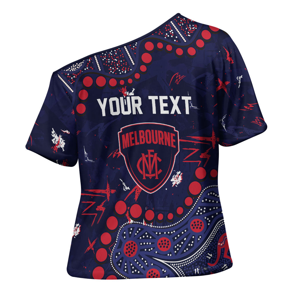 Personalized Melbourne Demons Cross Shoulder Shirt Aboriginal Pattern with Graffiti Style