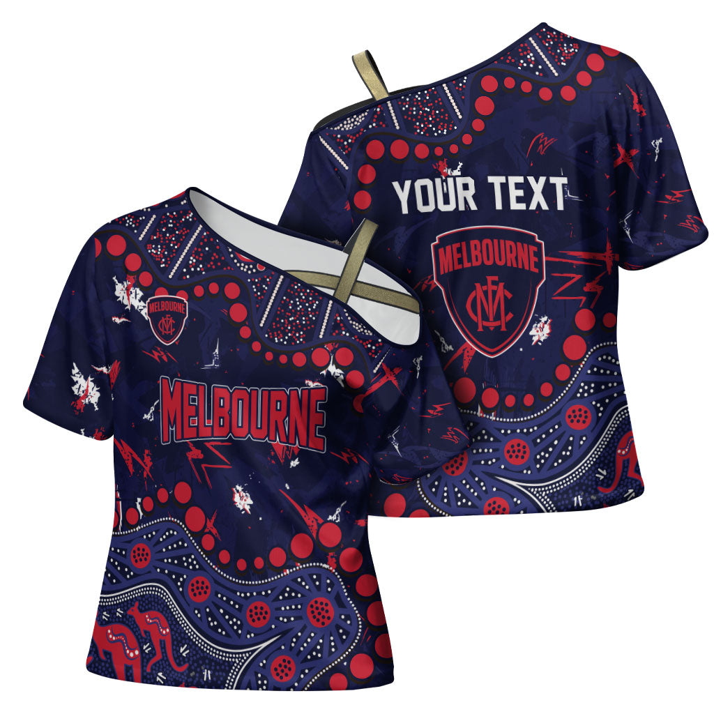 Personalized Melbourne Demons Cross Shoulder Shirt Aboriginal Pattern with Graffiti Style