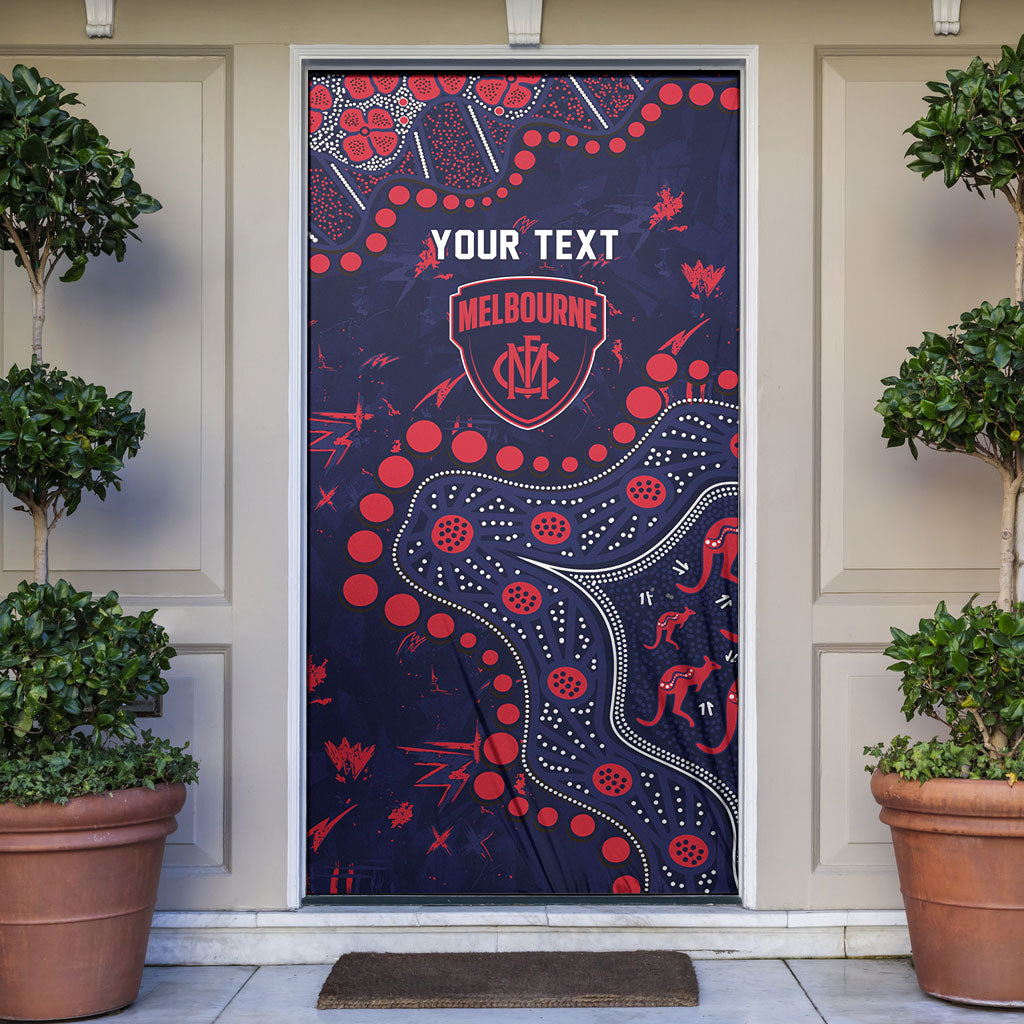 Personalized Melbourne Demons Door Cover Aboriginal Pattern with Graffiti Style