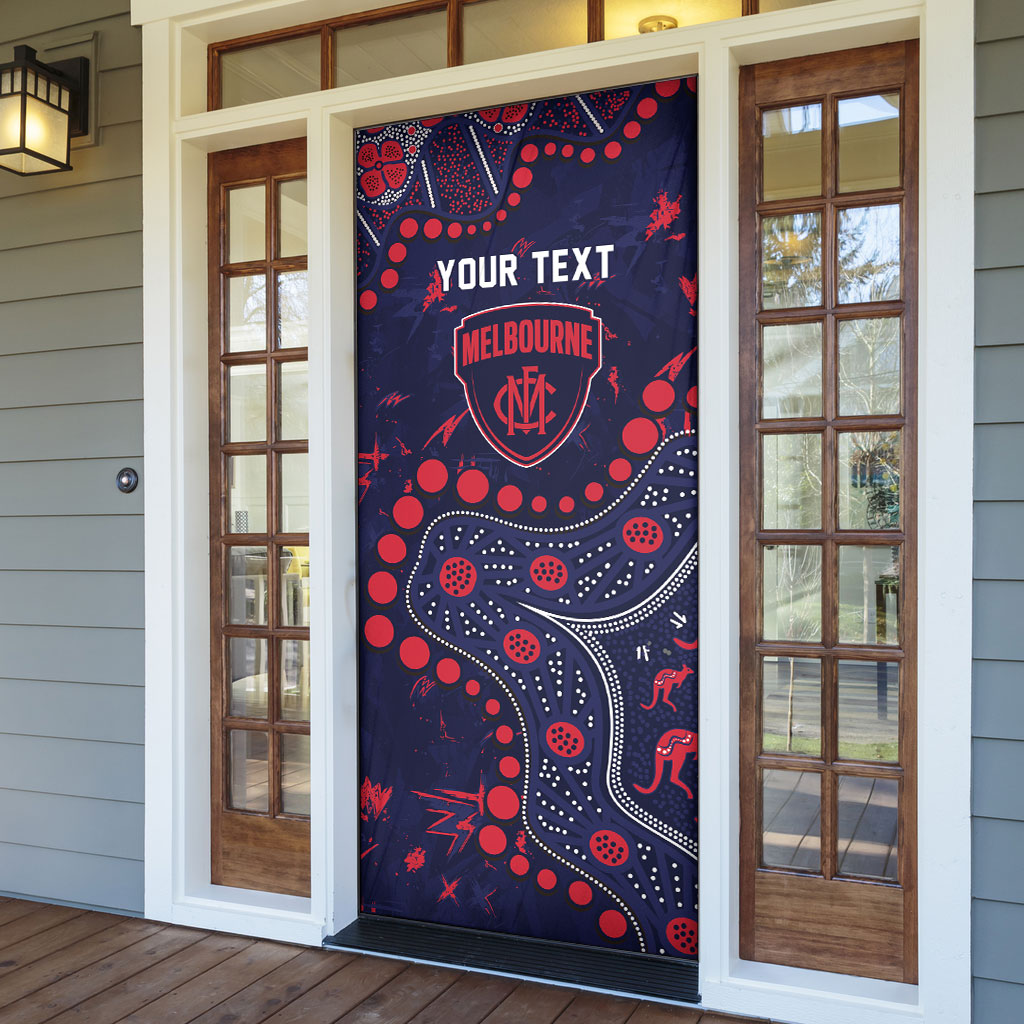Personalized Melbourne Demons Door Cover Aboriginal Pattern with Graffiti Style