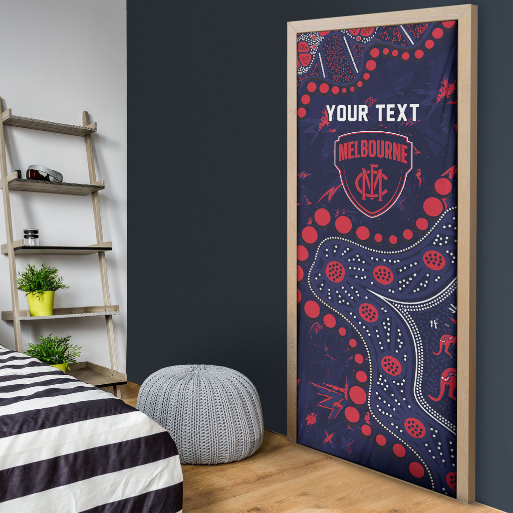 Personalized Melbourne Demons Door Cover Aboriginal Pattern with Graffiti Style