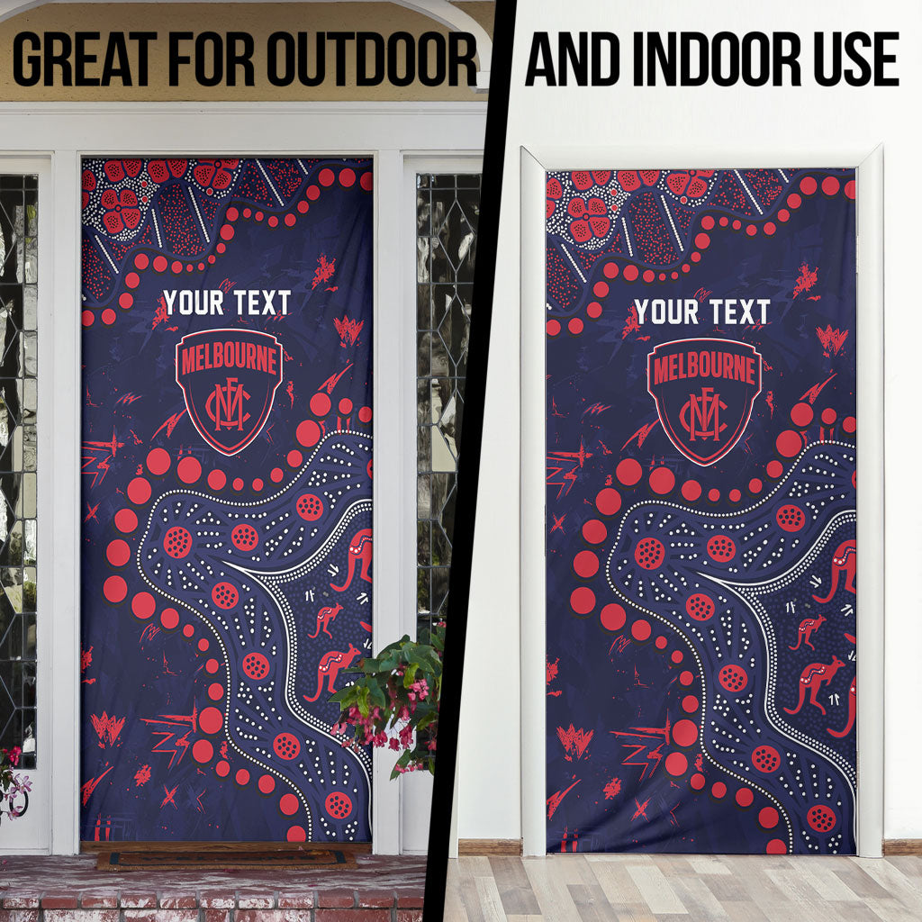 Personalized Melbourne Demons Door Cover Aboriginal Pattern with Graffiti Style