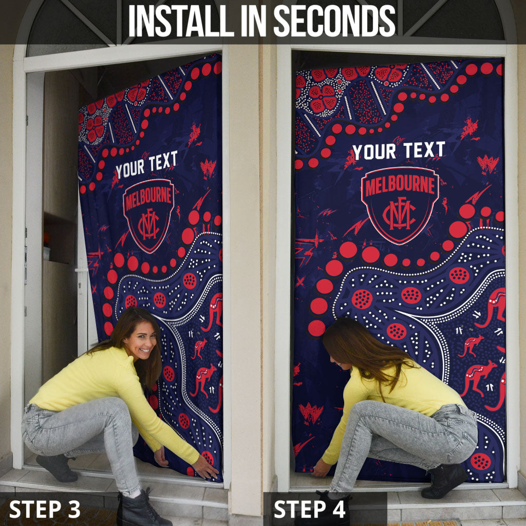Personalized Melbourne Demons Door Cover Aboriginal Pattern with Graffiti Style