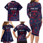 Personalized Melbourne Demons Family Matching Long Sleeve Bodycon Dress and Hawaiian Shirt Aboriginal Pattern with Graffiti Style