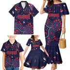 Personalized Melbourne Demons Family Matching Mermaid Dress and Hawaiian Shirt Aboriginal Pattern with Graffiti Style
