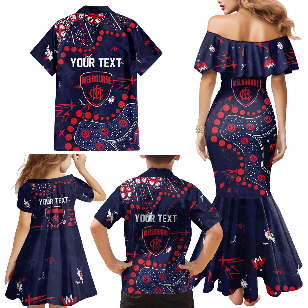 Personalized Melbourne Demons Family Matching Mermaid Dress and Hawaiian Shirt Aboriginal Pattern with Graffiti Style