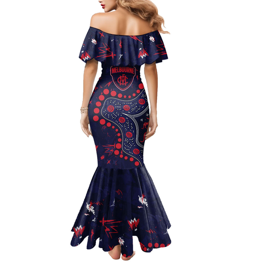 Personalized Melbourne Demons Family Matching Mermaid Dress and Hawaiian Shirt Aboriginal Pattern with Graffiti Style