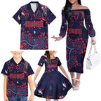 Personalized Melbourne Demons Family Matching Off The Shoulder Long Sleeve Dress and Hawaiian Shirt Aboriginal Pattern with Graffiti Style