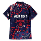 Personalized Melbourne Demons Family Matching Off Shoulder Maxi Dress and Hawaiian Shirt Aboriginal Pattern with Graffiti Style