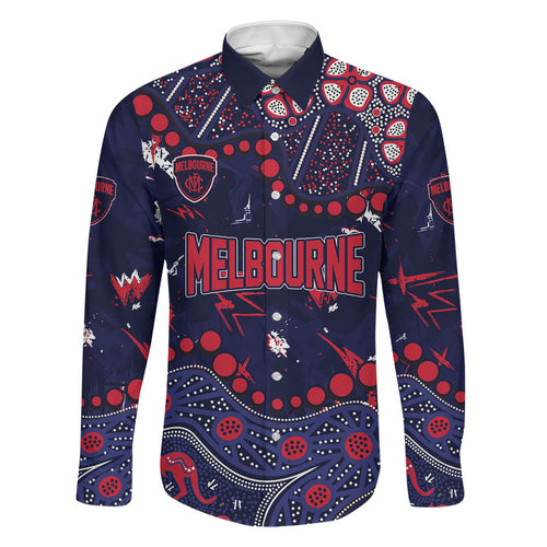 Personalized Melbourne Demons Family Matching Off Shoulder Maxi Dress and Hawaiian Shirt Aboriginal Pattern with Graffiti Style