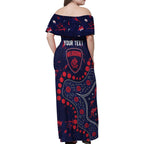 Personalized Melbourne Demons Family Matching Off Shoulder Maxi Dress and Hawaiian Shirt Aboriginal Pattern with Graffiti Style