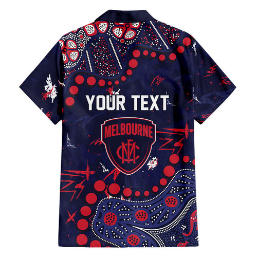 Personalized Melbourne Demons Family Matching Off Shoulder Short Dress and Hawaiian Shirt Aboriginal Pattern with Graffiti Style