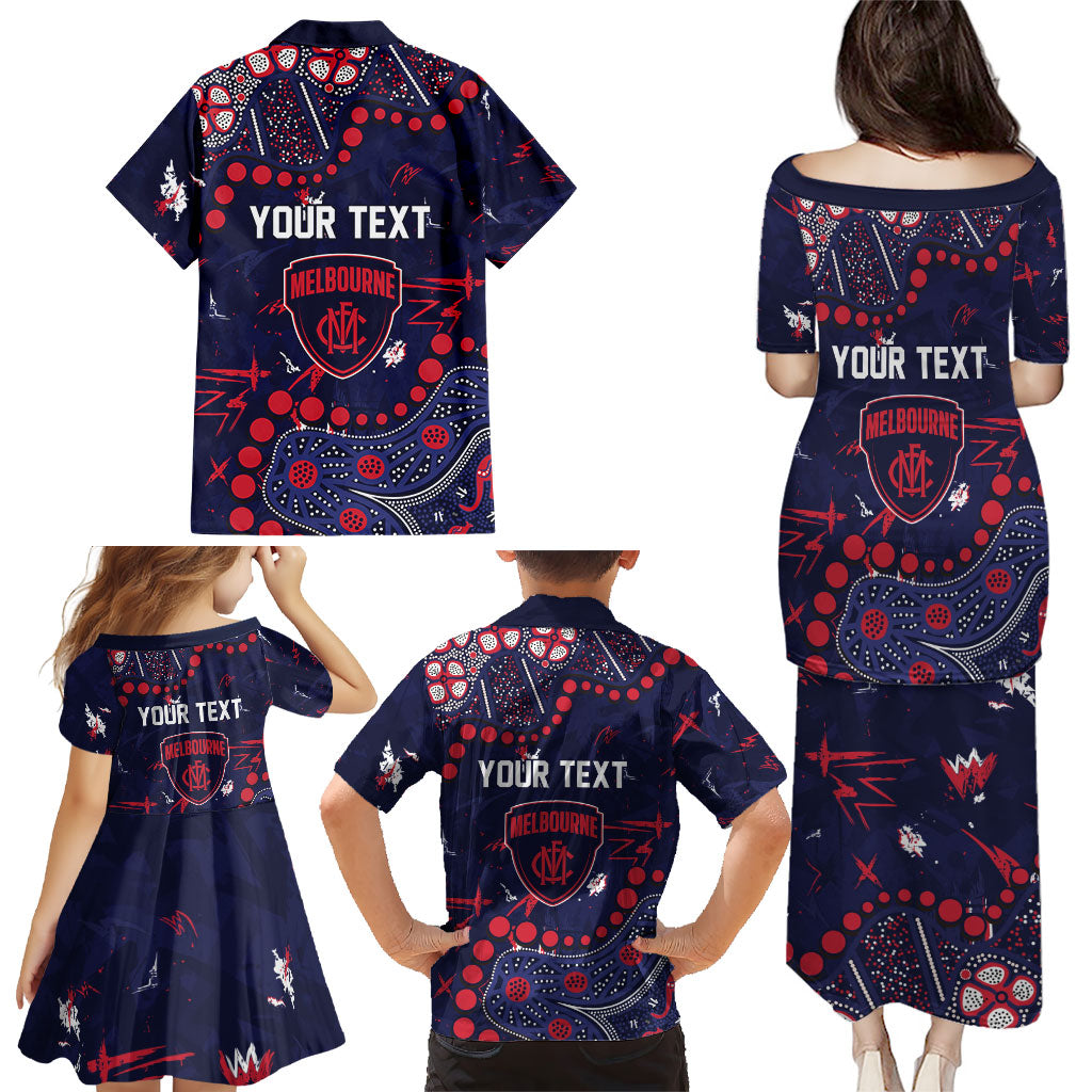 Personalized Melbourne Demons Family Matching Puletasi and Hawaiian Shirt Aboriginal Pattern with Graffiti Style