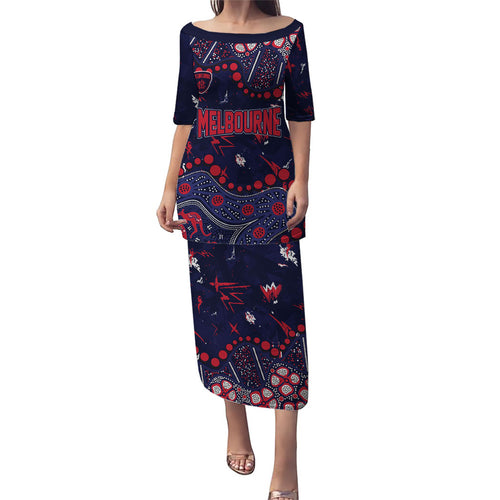 Personalized Melbourne Demons Family Matching Puletasi and Hawaiian Shirt Aboriginal Pattern with Graffiti Style