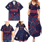 Personalized Melbourne Demons Family Matching Summer Maxi Dress and Hawaiian Shirt Aboriginal Pattern with Graffiti Style