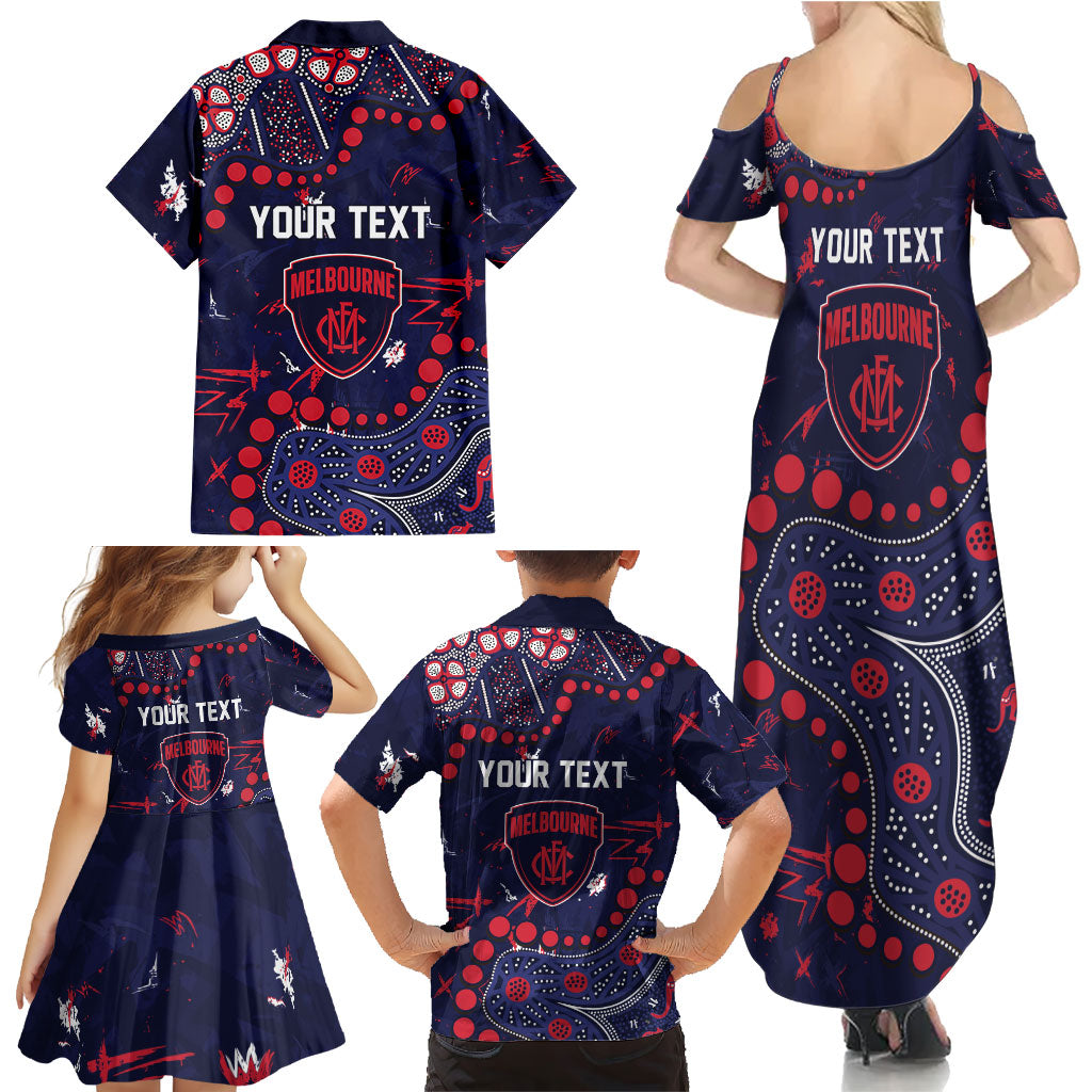 Personalized Melbourne Demons Family Matching Summer Maxi Dress and Hawaiian Shirt Aboriginal Pattern with Graffiti Style