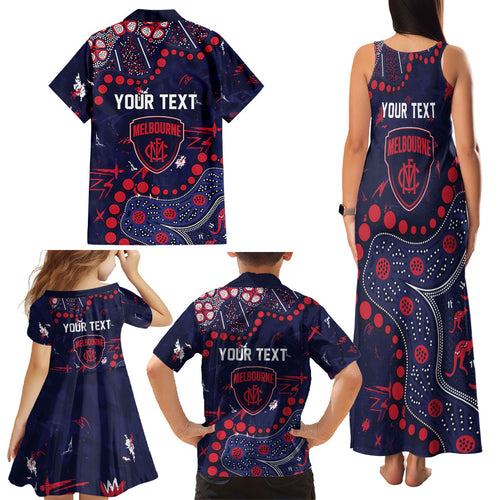 Personalized Melbourne Demons Family Matching Tank Maxi Dress and Hawaiian Shirt Aboriginal Pattern with Graffiti Style