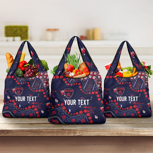 Personalized Melbourne Demons Grocery Bag Aboriginal Pattern with Graffiti Style