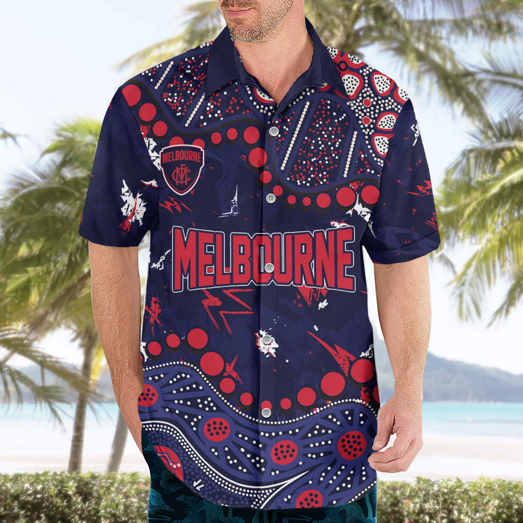 Personalized Melbourne Demons Hawaiian Shirt Aboriginal Pattern with Graffiti Style