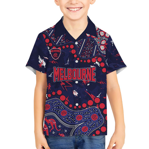 Personalized Melbourne Demons Hawaiian Shirt Aboriginal Pattern with Graffiti Style