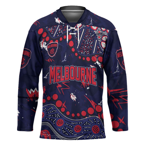 Personalized Melbourne Demons Hockey Jersey Aboriginal Pattern with Graffiti Style