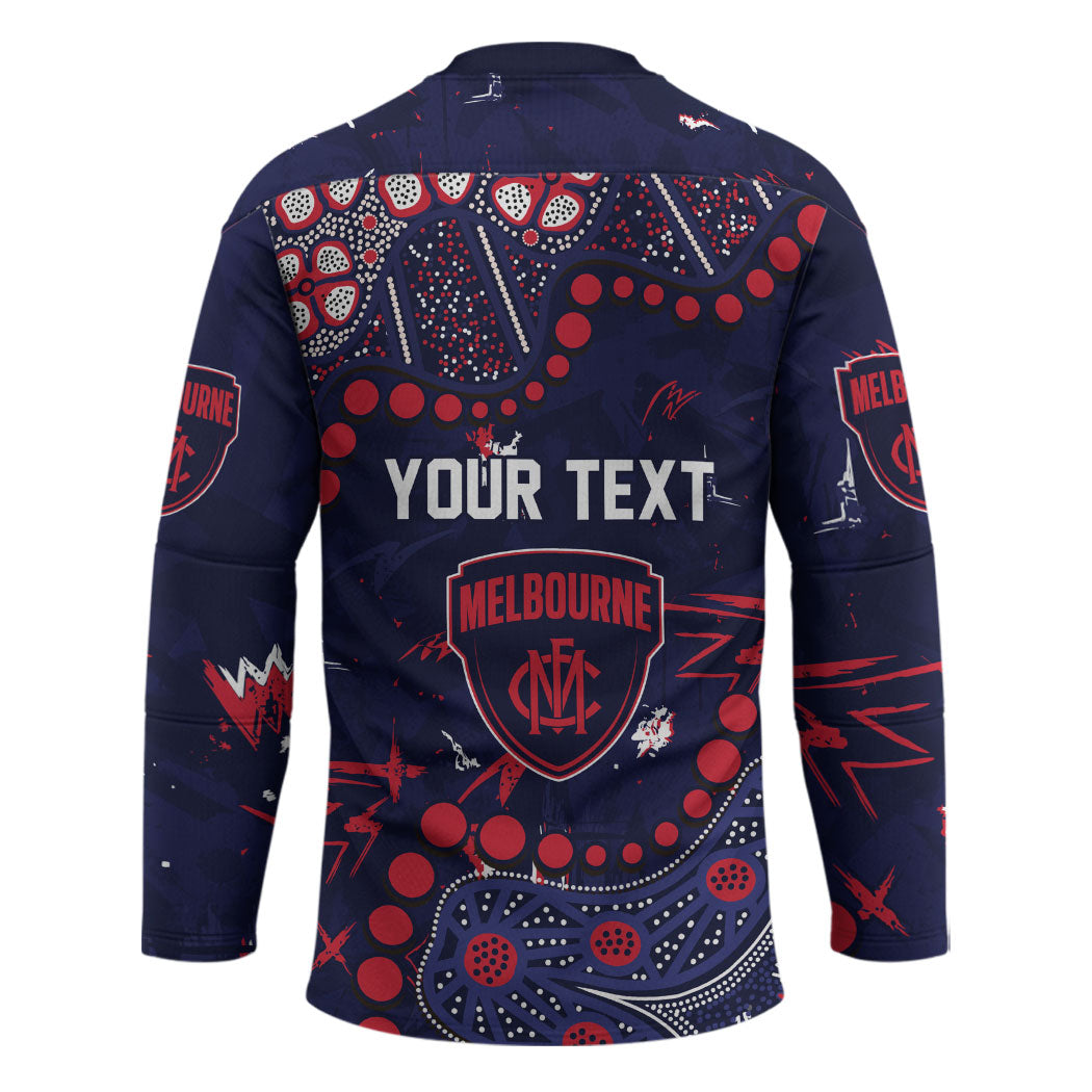 Personalized Melbourne Demons Hockey Jersey Aboriginal Pattern with Graffiti Style