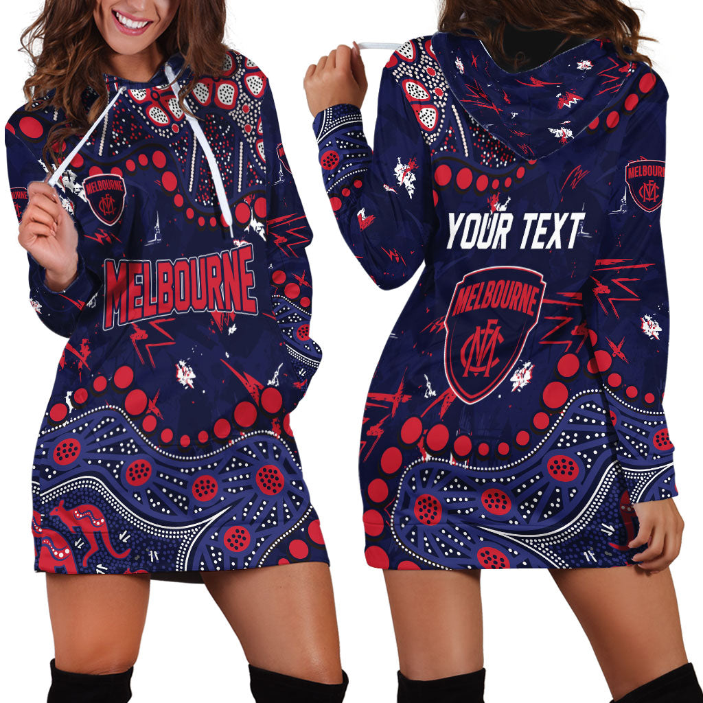 Personalized Melbourne Demons Hoodie Dress Aboriginal Pattern with Graffiti Style