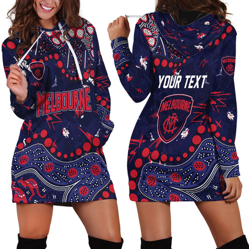 Personalized Melbourne Demons Hoodie Dress Aboriginal Pattern with Graffiti Style