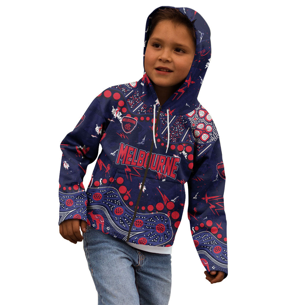Personalized Melbourne Demons Kid Hoodie Aboriginal Pattern with Graffiti Style