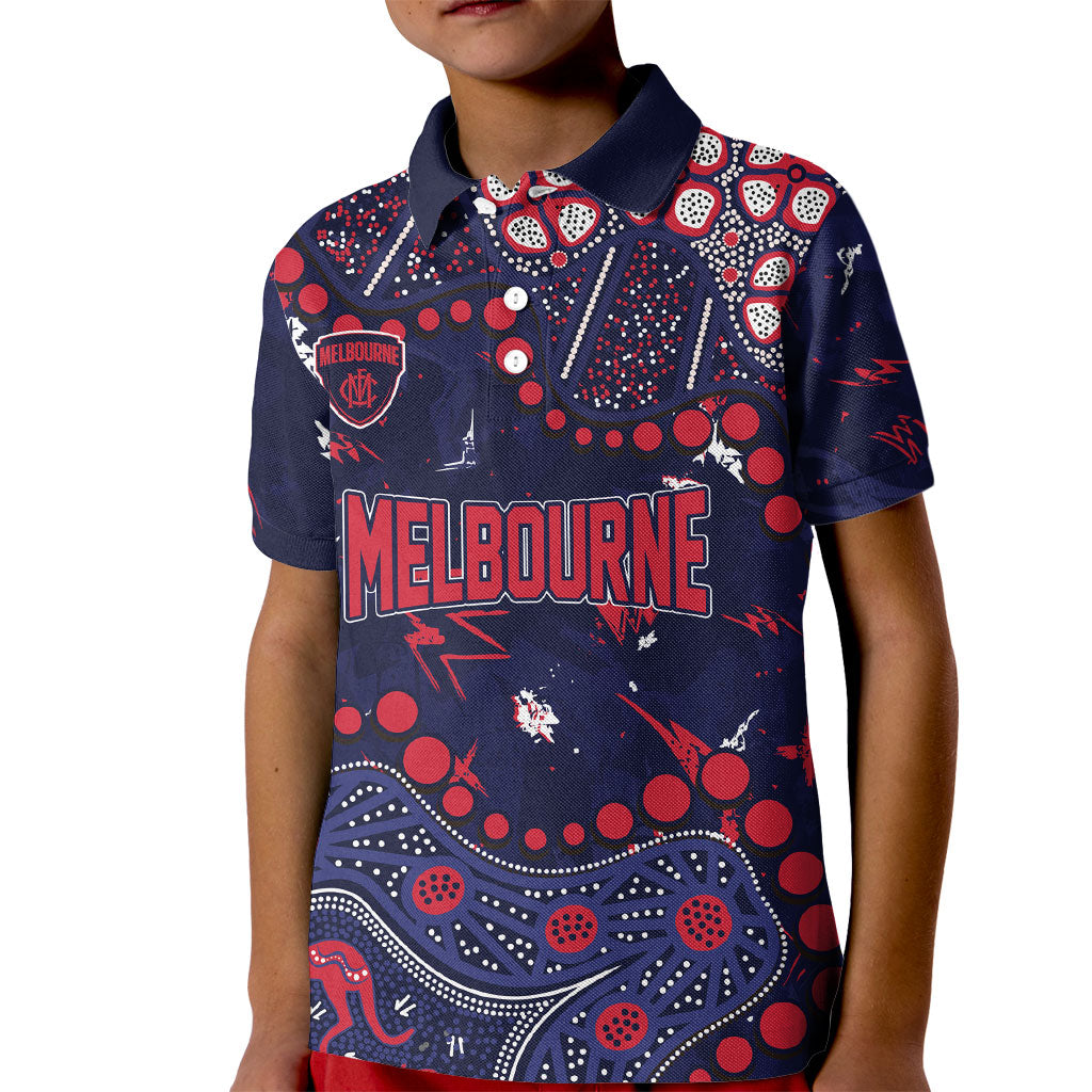 Personalized Melbourne Demons Kid Polo Shirt Aboriginal Pattern with Graffiti Style